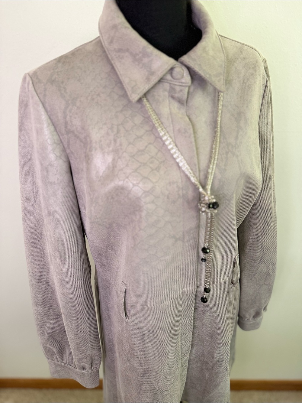 Adyson Parker Gray Faux Suede Snake Print Shirt Dress Size M
